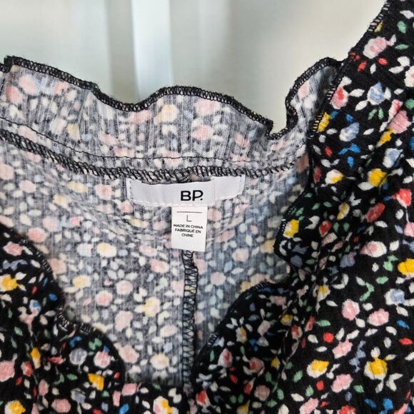 BP NORDSTROM Floral Print Ruffle Trim Mini Dress With Sweetheart Neck Sz L  NEW - Picture 9 of 10